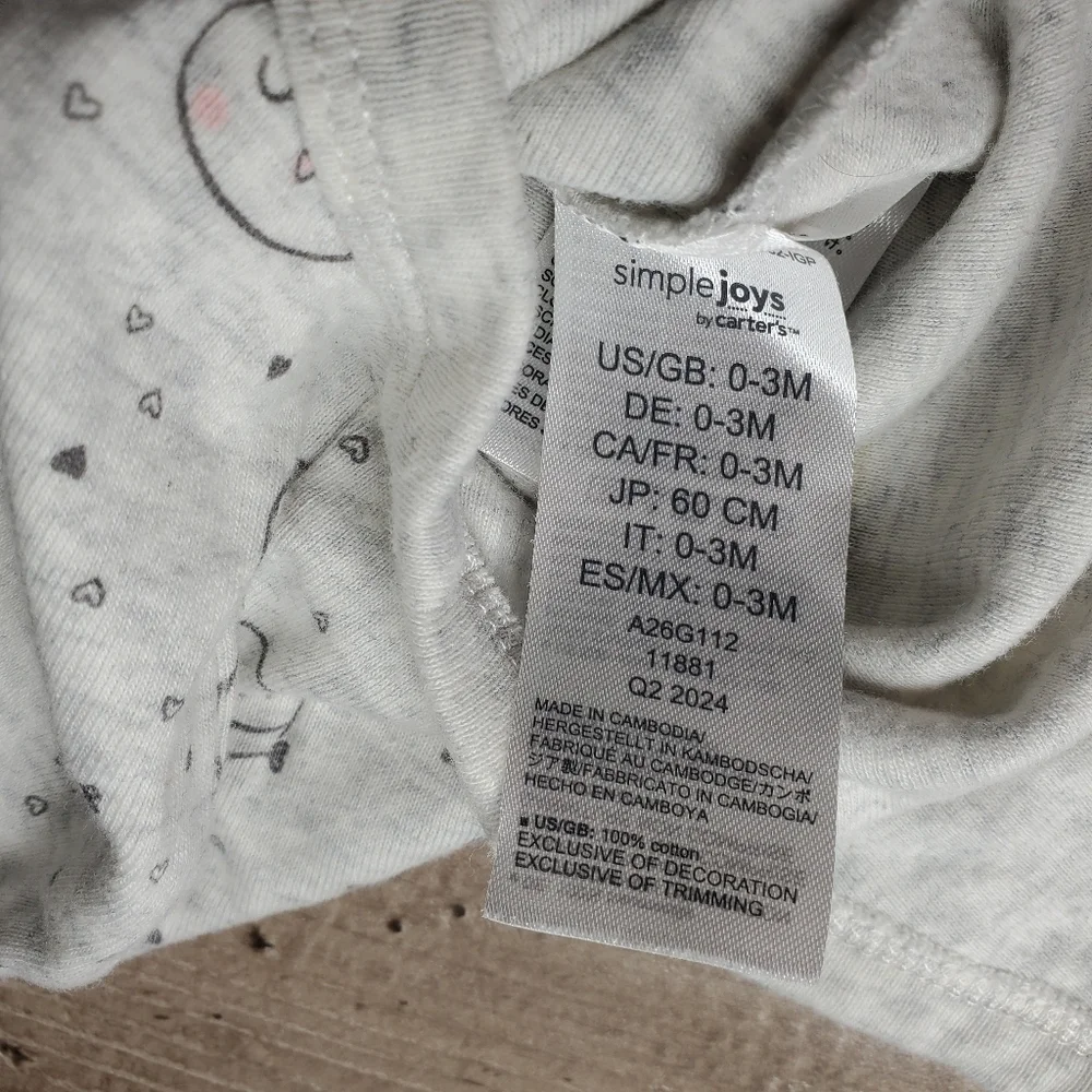 Simple Joys by Carter's Baby Girl 0-3m Gray and Pink Long Sleeve Owl Bodysuit